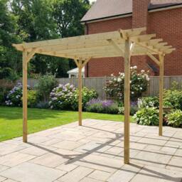 Rackhams Sculpted Wooden Garden Pergola Kit - Natural (Light Green) - 3.6m x 4.8m - thumbnail 5