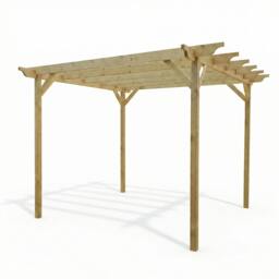 Rackhams Sculpted Wooden Garden Pergola Kit - Natural (Light Green) - 3.6m x 4.8m - thumbnail 2