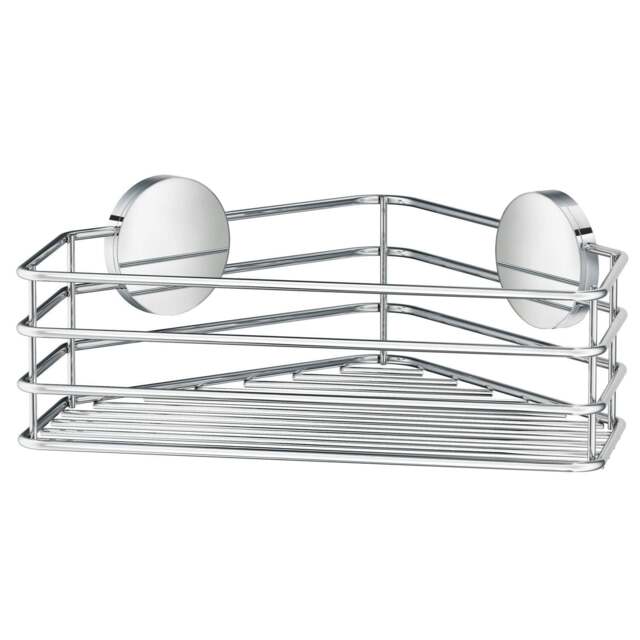 Rackhams Polished Chrome Stainless Steel Corner Shower Basket Self Adhesive Wall Mounted - image 1