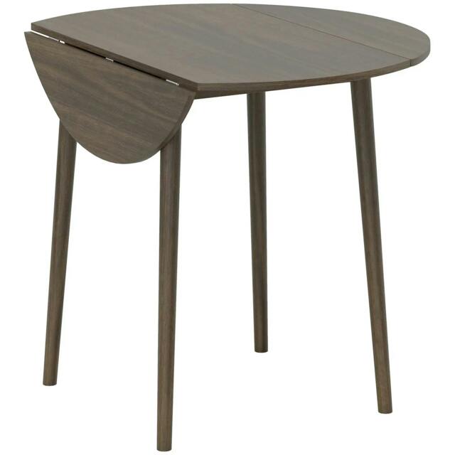 Rackhams Folding Dining Table for 4, Round Drop Leaf Table, Modern Space Saving Small Kitchen Table with Wood Legs for Dining Room, Grey - image 1