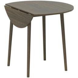 Rackhams Folding Dining Table for 4, Round Drop Leaf Table, Modern Space Saving Small Kitchen Table with Wood Legs for Dining Room, Grey - thumbnail 1