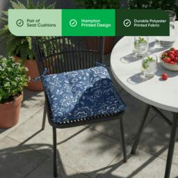 Rackhams Pair of Outdoor Seat Pads – Hampton Design Chair Cushions - thumbnail 4