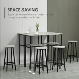 Rackhams 6-Piece Bar Table Set, 2 Breakfast Tables with 4 Stools, Counter Height Dining Tables & Chairs for Kitchen, Living Room, Grey - thumbnail 6