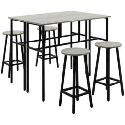 Rackhams 6-Piece Bar Table Set, 2 Breakfast Tables with 4 Stools, Counter Height Dining Tables & Chairs for Kitchen, Living Room, Grey - thumbnail 1