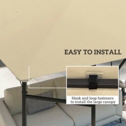 Rackhams 3 x 3(m) Gazebo Canopy Replacement Cover with Drain Holes, Beige - Cream - 600D Oxford fabric - 298L x 298Wcm - thumbnail 5