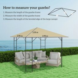 Rackhams 3 x 3(m) Gazebo Canopy Replacement Cover with Drain Holes, Beige - Cream - 600D Oxford fabric - 298L x 298Wcm - thumbnail 6
