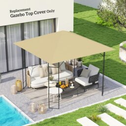 Rackhams 3 x 3(m) Gazebo Canopy Replacement Cover with Drain Holes, Beige - Cream - 600D Oxford fabric - 298L x 298Wcm - thumbnail 3