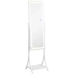 Rackhams Free Standing Dressing Mirror with LED Lights, Full Length Mirror with 3 Temperature Colours and Storage Shelf - thumbnail 1