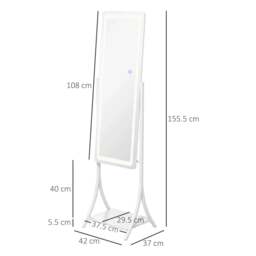 Rackhams Free Standing Dressing Mirror with LED Lights, Full Length Mirror with 3 Temperature Colours and Storage Shelf - thumbnail 3