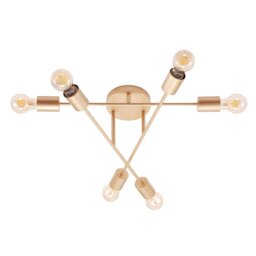 Rackhams Industrial Designer Styled Satin Gold Ceiling Light with Straight Metal Arms - thumbnail 2