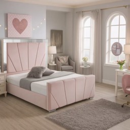Rackhams Sunrise Mirrored Bed Frame - King - Solid Wood - Pink - thumbnail 5