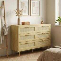Rackhams Chest of Drawers, 6-Drawer Dresser for Bedroom, Living Room, Oak