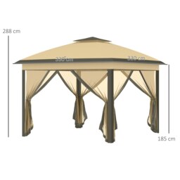 Rackhams Pop Up Gazebo Height Adjustable Canopy Tent w/ Carrying Bag, Beige - Grey - thumbnail 6