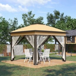 Rackhams Pop Up Gazebo Height Adjustable Canopy Tent w/ Carrying Bag, Beige - Grey - thumbnail 3