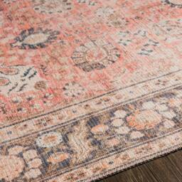 Rackhams Colin-Washable Brown Orange Grey Traditionnal Vintage Boho Rug - 80 x 220 cm - thumbnail 4