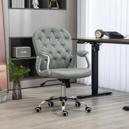 Rackhams Office Chair PU Diamante Padded Ergonomic 360° Swivel White - thumbnail 1