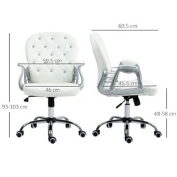 Rackhams Office Chair PU Diamante Padded Ergonomic 360° Swivel White - thumbnail 6