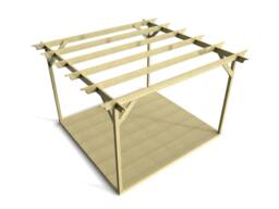 Rackhams Champion Wooden Pergola and Decking Kit - Rustic Brown - 4.8m x 4.8m - thumbnail 3