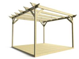 Rackhams Champion Wooden Pergola and Decking Kit - Rustic Brown - 4.8m x 4.8m - thumbnail 2