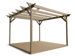 Rackhams Champion Wooden Pergola and Decking Kit - Rustic Brown - 4.8m x 4.8m - thumbnail 4
