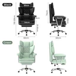 Rackhams Executive Office Chair Ergonomic High Back Spring Cushion Seat Footrest - Green - thumbnail 4