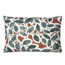 Rackhams Willow Botanical Cushion Cover - Brick Red/White/Green - One Size - Brick Red/White/Green - 100% Polyester