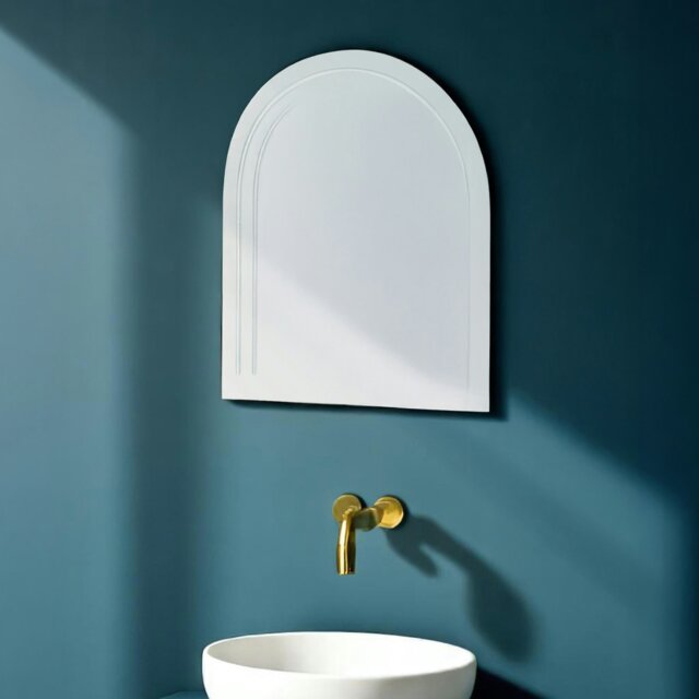 Rackhams Soho Arched Oval Wall Mounted Frameless Diamond Cut Bathroom Mirror 60 x 45cm - image 1