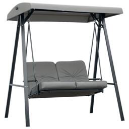 Rackhams 2 Seater Garden Outdoor Swing Chair Hammock w/ Adjustable Canopy Grey - thumbnail 3
