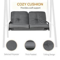Rackhams 2 Seater Garden Outdoor Swing Chair Hammock w/ Adjustable Canopy Grey - thumbnail 6