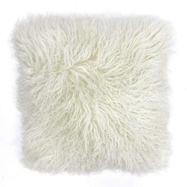 Rackhams Mongolian Cushion Cover - Pristine - 40x40cm - Pristine - 100% Sheepskin