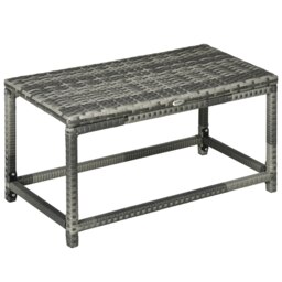 Rackhams Outdoor Coffee Table, PE Rattan Side Table w/ Plastic Board, Grey - thumbnail 2
