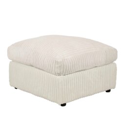 Rackhams Dylan Jumbo Cord Fabric Footstool in Cream - Cream - thumbnail 1