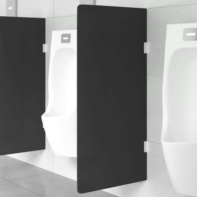 Rackhams Wall-mounted Urinal Privacy Screen Black 90x40 cm Tempered Glass - image 1