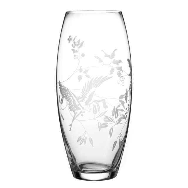 Rackhams Flying Heron Barrel Vase - 30cm - Made From Premium Lead Free Crystal Glass