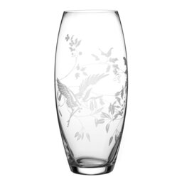 Rackhams Flying Heron Barrel Vase - 30cm - Made From Premium Lead Free Crystal Glass