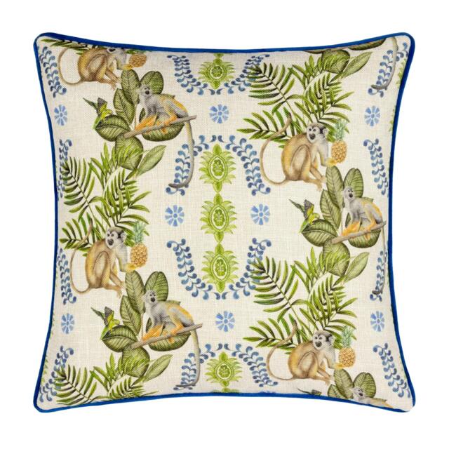 Rackhams Valera Lagos Tropical Monkey Cushion Cover - Multicoloured - 43cm x 43cm - Multicoloured - 100% Polyester - image 1