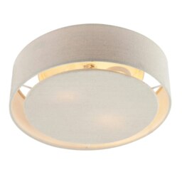 Rackhams Modern Flush Linen Fabric Ceiling Light Fitting with Diffuser Plate - thumbnail 4