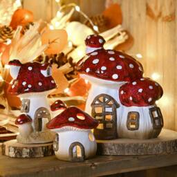 Rackhams Multi Toadstool Cottage with LED Light - thumbnail 4