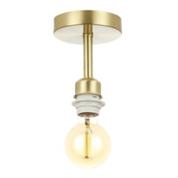 Rackhams Satin Brass Gold Plated Ceiling Light Fitting for Industrial Style Light Bulbs - thumbnail 3