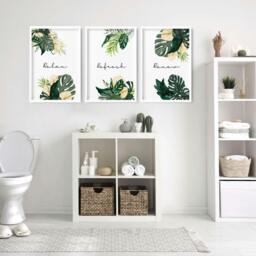 Rackhams Art prints for the bathroom - set of 3 wall art prints - 20 x 30 in / 50 x 76 cm - Polyester Canvas 260 gsm - Canvas wrapped - thumbnail 3