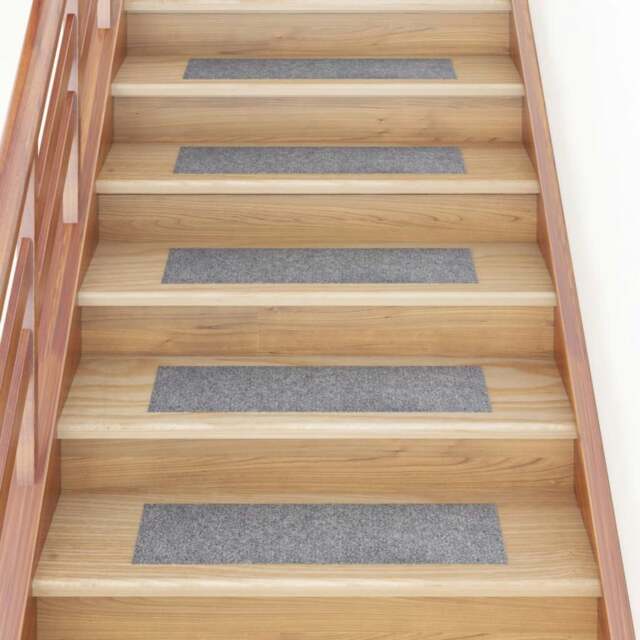 Rackhams Self-adhesive Stair Mats Rectangular 15 pcs 76x20 cm Light Grey