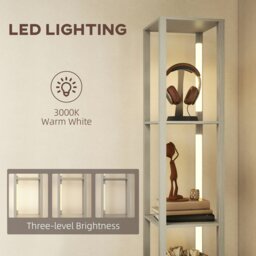 Rackhams Floor Lamp with Shelves, LED Standing Lamp with Fabric Drawer, Oak - Dark brown - thumbnail 5