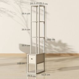 Rackhams Floor Lamp with Shelves, LED Standing Lamp with Fabric Drawer, Oak - Dark brown - thumbnail 6