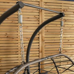 Rackhams 2 Seater Hanging Garden Rattan Egg Chair with Steel Frame and Waterproof Cover in Grey - Hanging Egg Chair - thumbnail 6