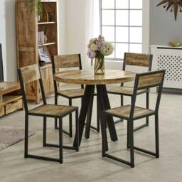 Rackhams Valor Mango Wooden 4 Seater Round Dining Table - Wood - 90x90x78 CM (LxDxH) - Dining Table