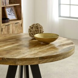 Rackhams Valor Mango Wooden 4 Seater Round Dining Table - Wood - 90x90x78 CM (LxDxH) - Dining Table - thumbnail 4