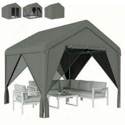 Rackhams 3 x 3 m Outdoor Patio Gazebo with Netting and Curtains, Dark Grey - 295 x 300 x 278 cm - Gazebo - Dark Grey - thumbnail 3