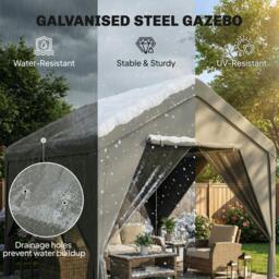 Rackhams 3 x 3 m Outdoor Patio Gazebo with Netting and Curtains, Dark Grey - 295 x 300 x 278 cm - Gazebo - Dark Grey - thumbnail 5