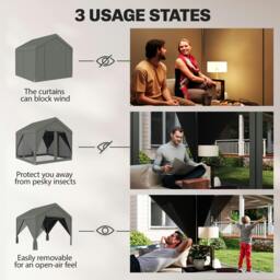 Rackhams 3 x 3 m Outdoor Patio Gazebo with Netting and Curtains, Dark Grey - 295 x 300 x 278 cm - Gazebo - Dark Grey - thumbnail 6