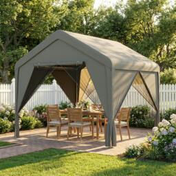 Rackhams 3 x 3 m Outdoor Patio Gazebo with Netting and Curtains, Dark Grey - 295 x 300 x 278 cm - Gazebo - Dark Grey - thumbnail 2